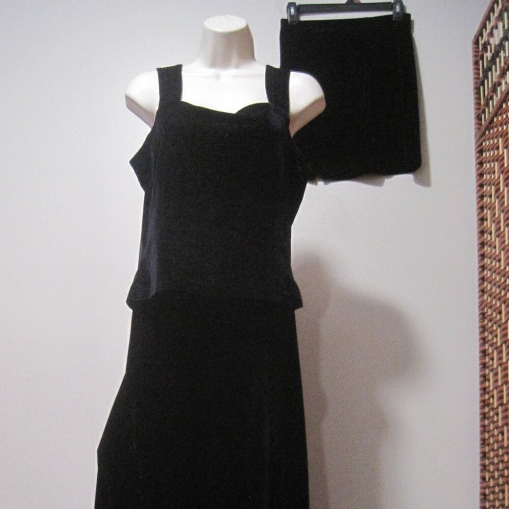 Eileen Fisher Women's Size Small Black Velvet Maxi & Mini Skirt and Tank Top Set